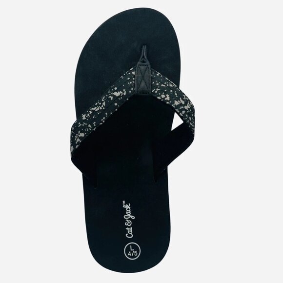 Unisex Cat & Jack Flip Flop Sandals Black Stripe Thong Open D Toe Size L 4/5 - Picture 4 of 5